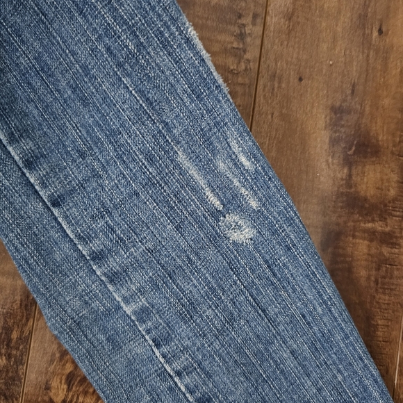 Tommy Hilfiger Distressed Denim Jacket Womens Size XS Faux Pockets - Picture 10 of 16